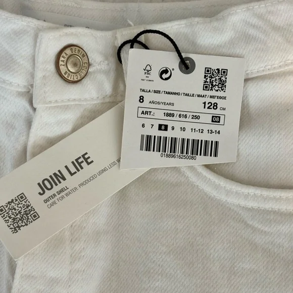 Zara Girls White Wide Leg Jeans Size 8 - Picture 3 of 3